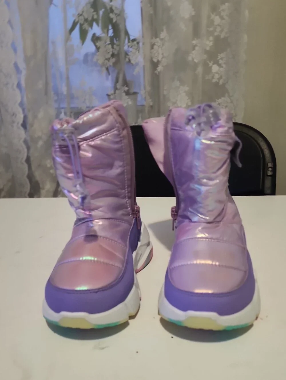 Kids Iridescent Purple Snow Boots